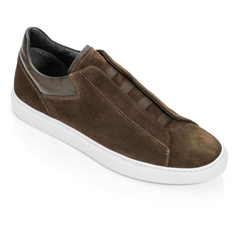 Shoes To Boot New York | Alberta Elastic Slip On Sneaker Dark Brown Suede