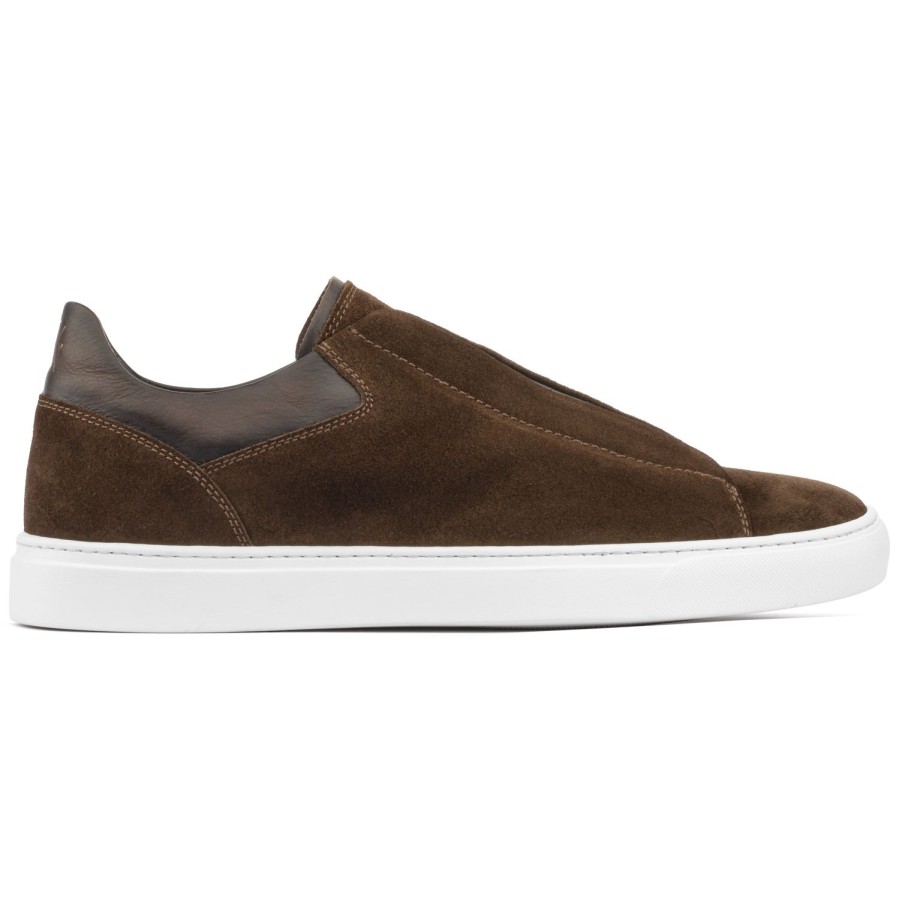 Shoes To Boot New York | Alberta Elastic Slip On Sneaker Dark Brown Suede