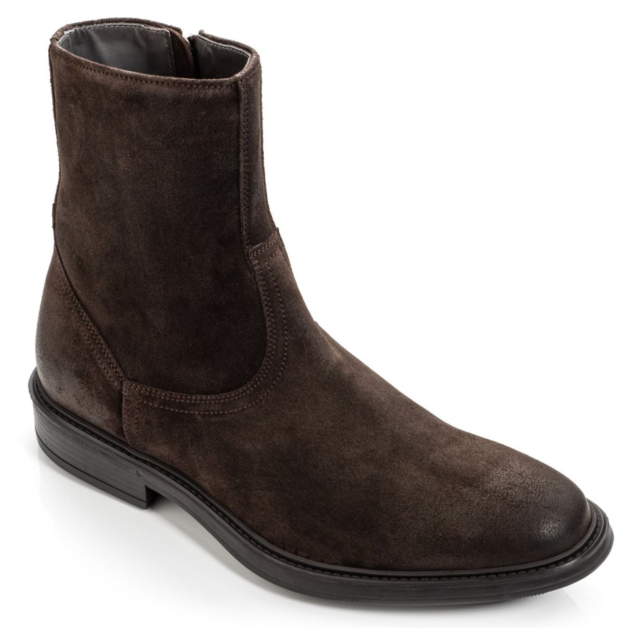 Shoes To Boot New York | Muller Zip Boot Dark Brown Waxed Suede