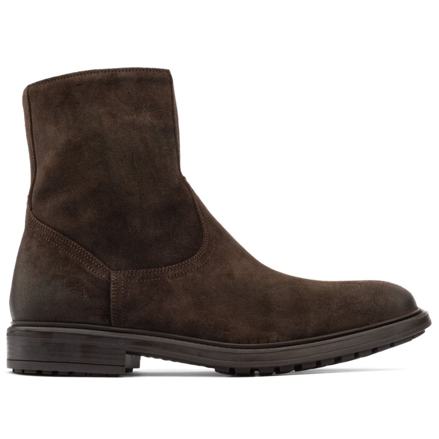 Shoes To Boot New York | Muller Zip Boot Dark Brown Waxed Suede