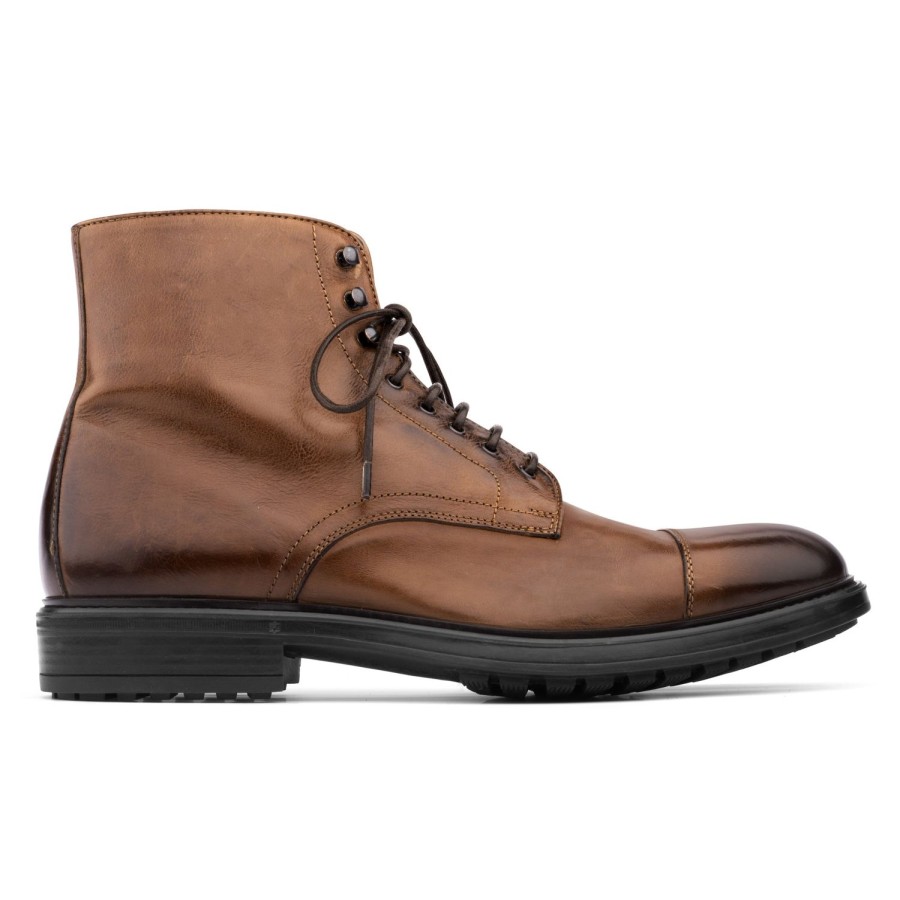 Shoes To Boot New York | Burkett Cap Toe Lace Boot Cognac