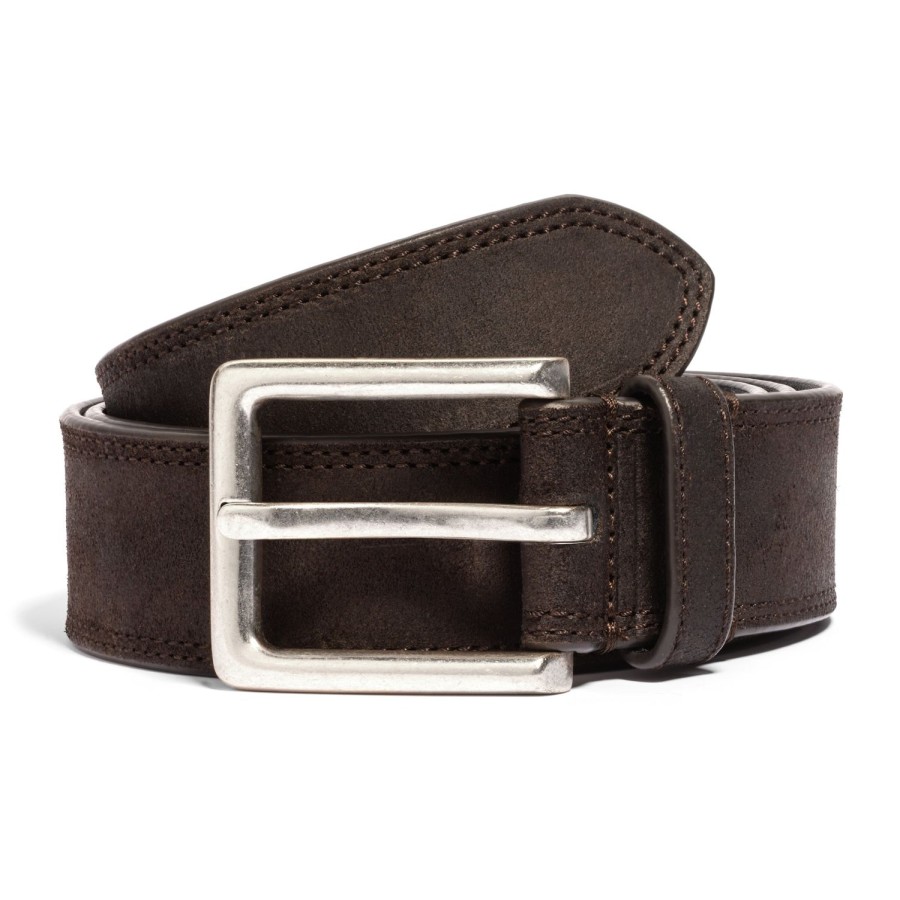 Accessories To Boot New York | Casual Belt Dark Brown Waxed Suede