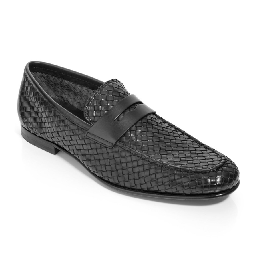 Shoes To Boot New York | Zenith Woven Leather Loafer Black