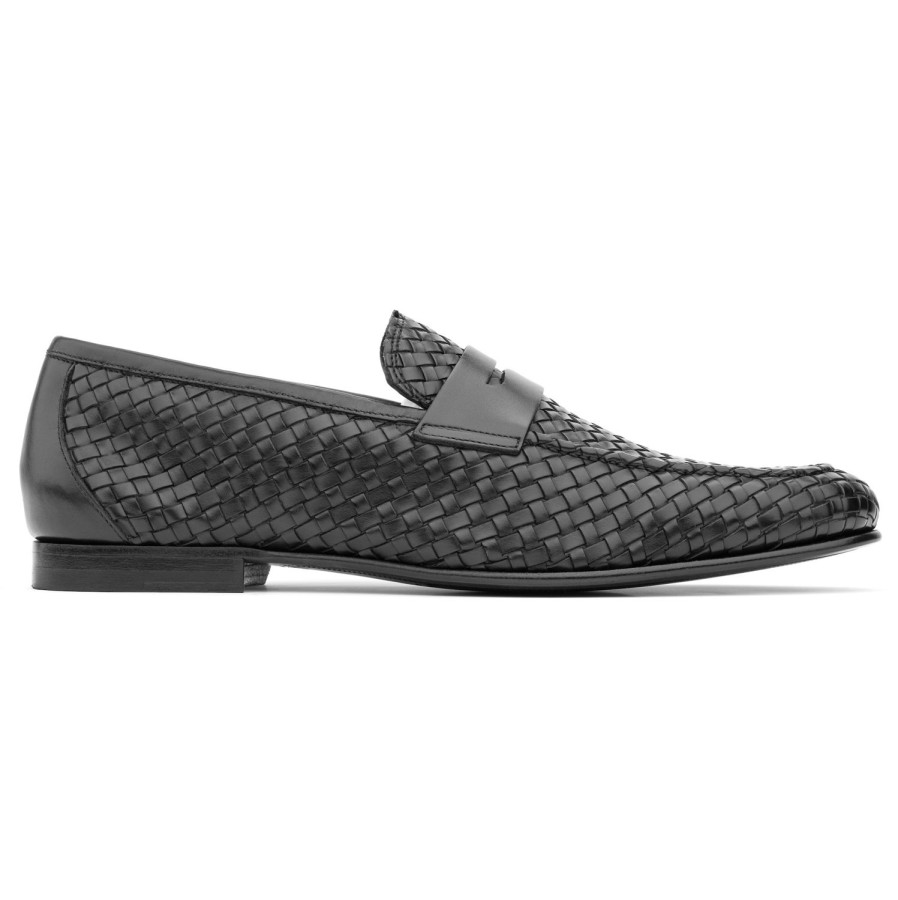 Shoes To Boot New York | Zenith Woven Leather Loafer Black