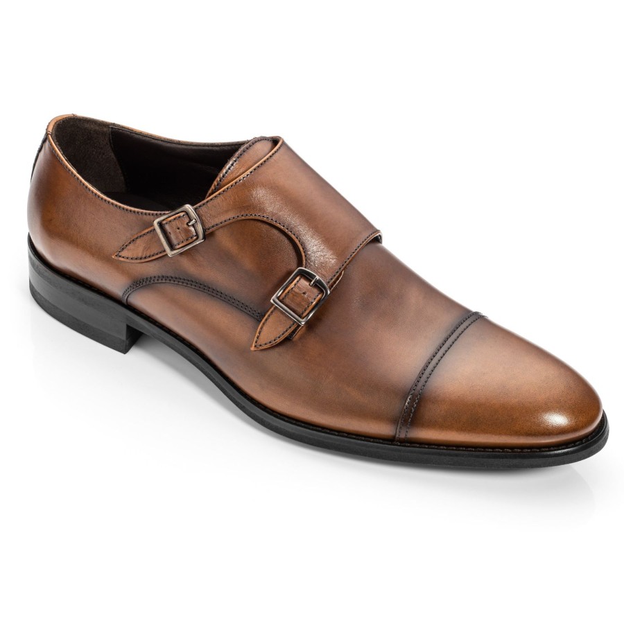 Shoes To Boot New York | Hammill Double Monkstrap Burnished Tan Calf