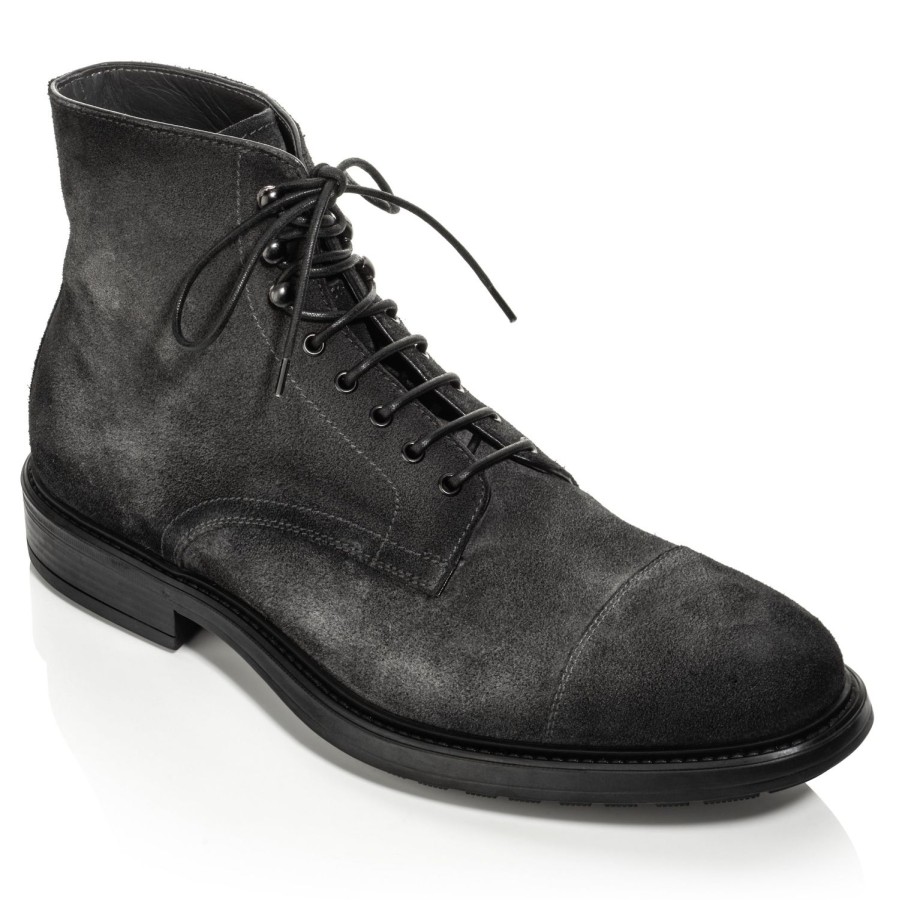 Shoes To Boot New York | Burkett Cap Toe Boot Grey Suede