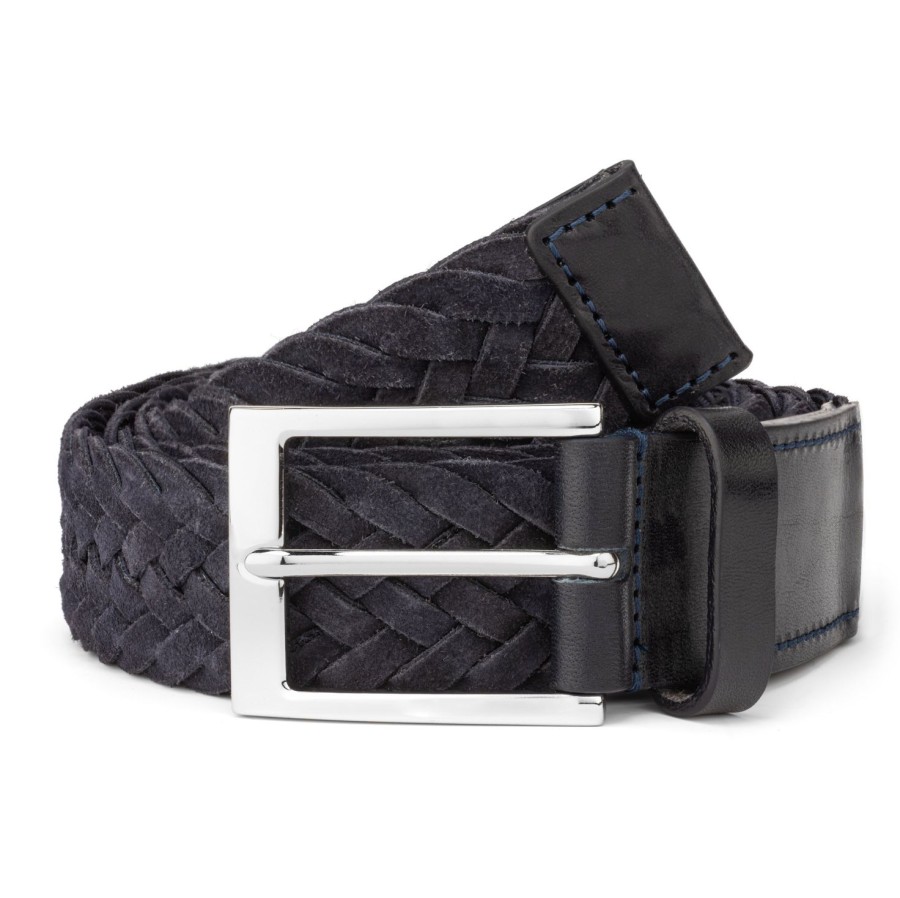 Accessories To Boot New York | Belt Navy Blue Woven Suede