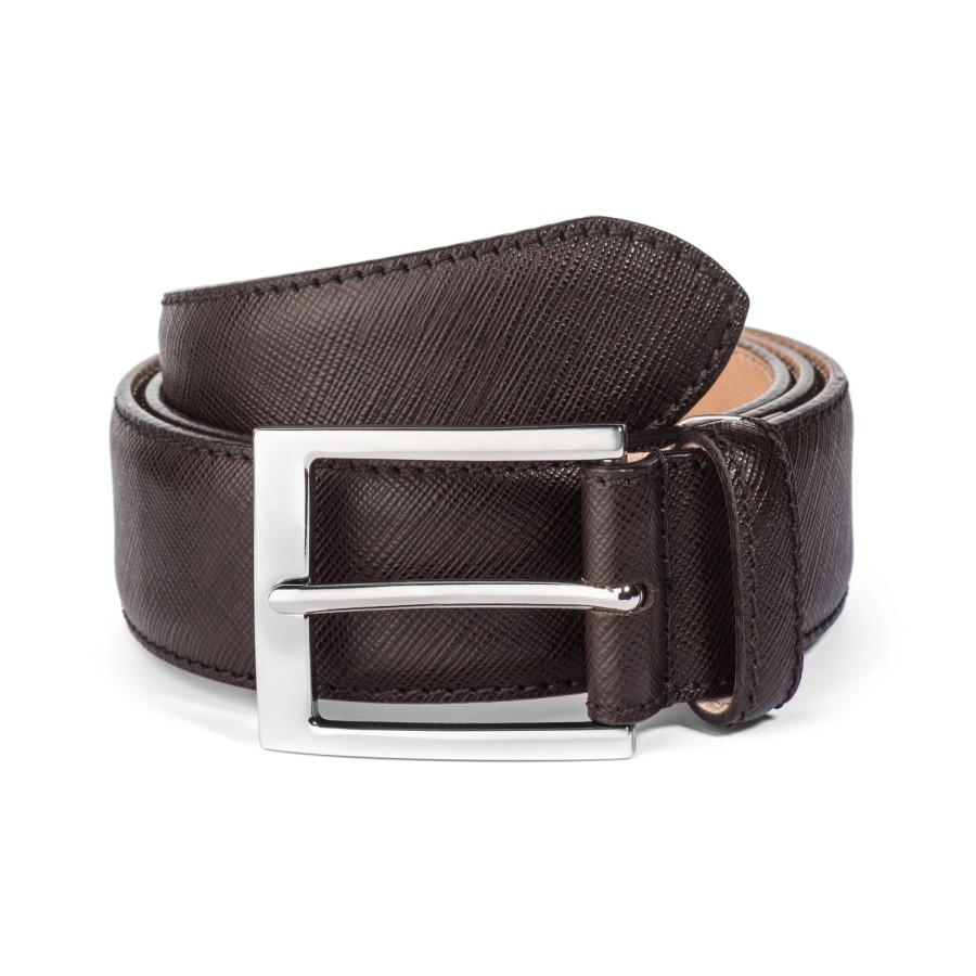 Accessories To Boot New York | Belt Dark Brown Textured Calf