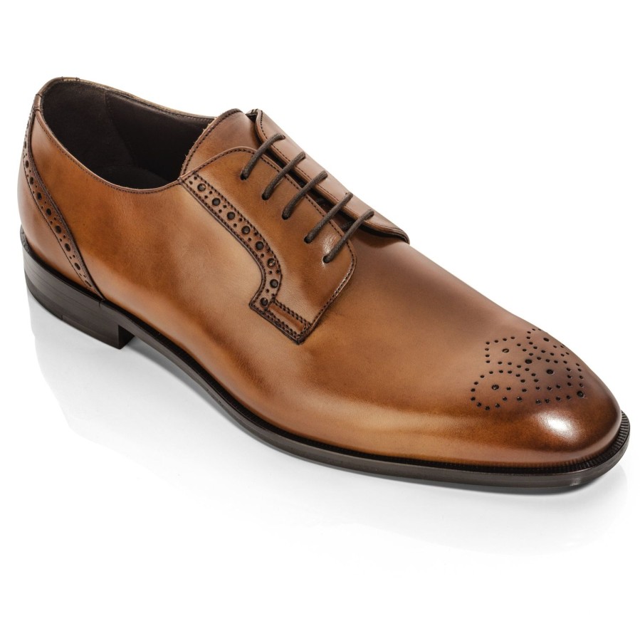 Shoes To Boot New York | Laver Calf Medallion Toe Burnished Tan