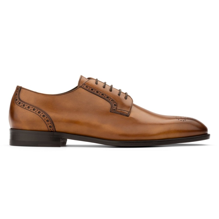 Shoes To Boot New York | Laver Calf Medallion Toe Burnished Tan