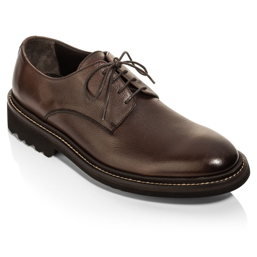 Shoes To Boot New York | Brookdale Lug Sole Derby Brown Textured Calf