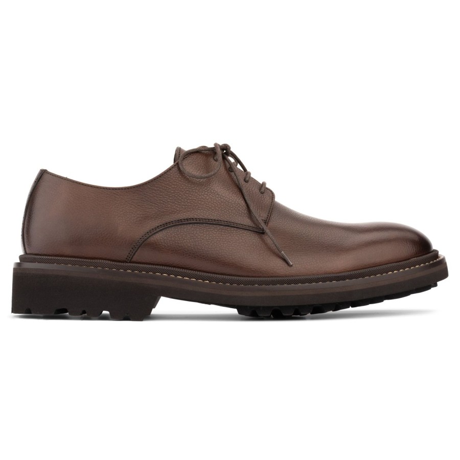 Shoes To Boot New York | Brookdale Lug Sole Derby Brown Textured Calf