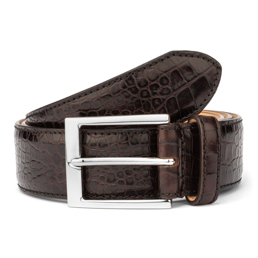 Accessories To Boot New York | Belt Dark Brown Croc Effect