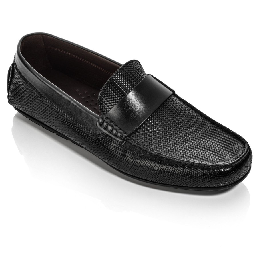 Shoes To Boot New York | Magnus Driving Shoe Black Embossed