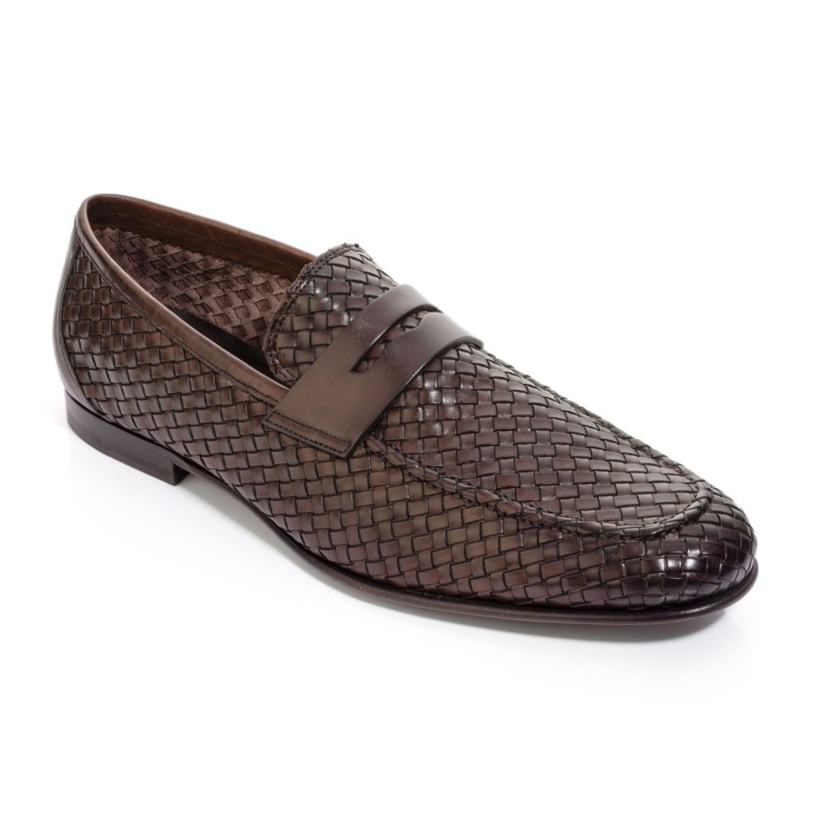 Shoes To Boot New York | Zenith Woven Leather Loafer Brown