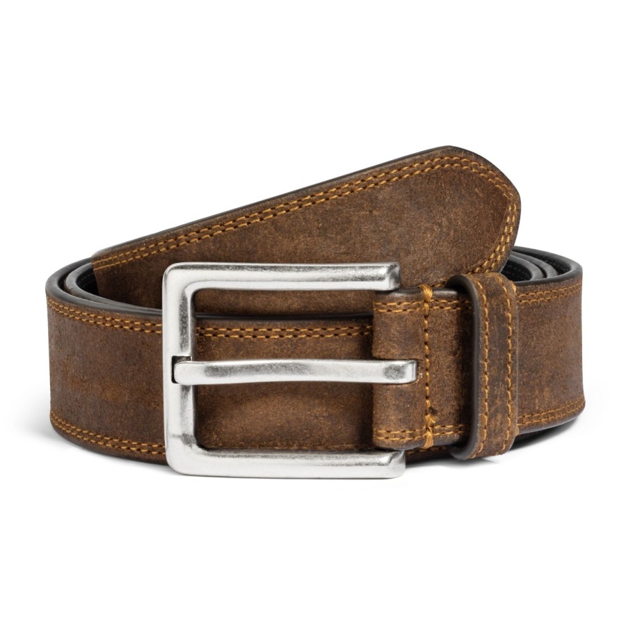 Accessories To Boot New York | Casual Belt Mid Brown Waxed Suede