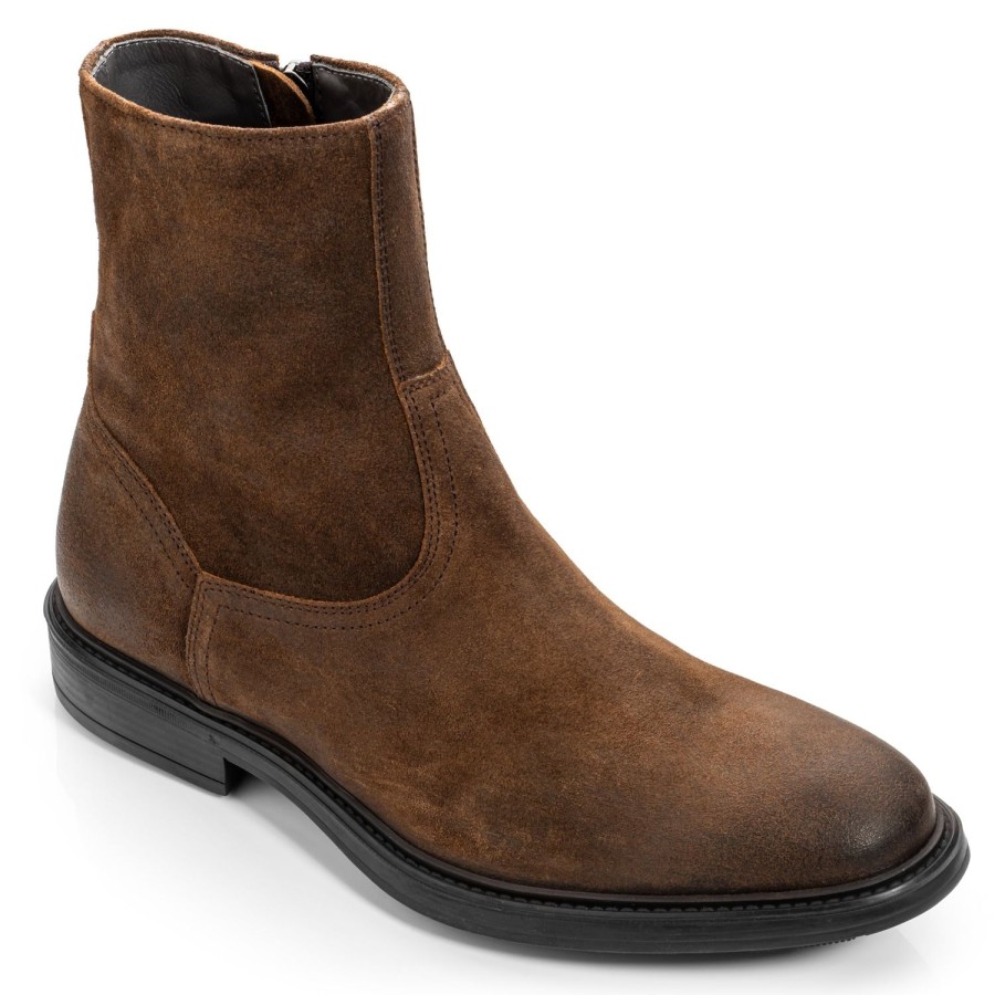 Shoes To Boot New York | Muller Zip Boot Mid Brown Waxed Suede