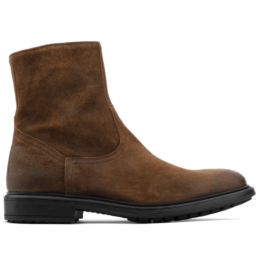 Shoes To Boot New York | Muller Zip Boot Mid Brown Waxed Suede