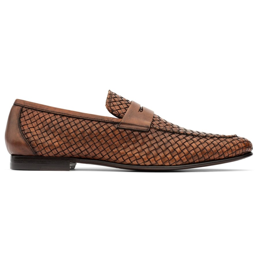 Shoes To Boot New York | Zenith Woven Leather Loafer Cognac