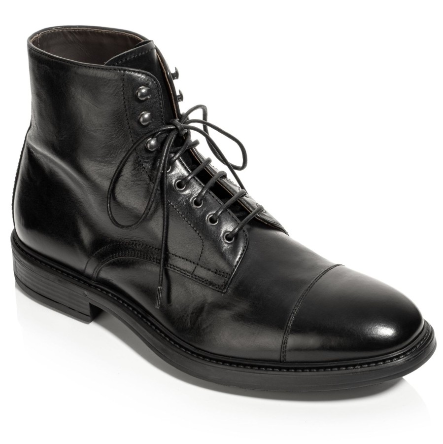 Shoes To Boot New York | Burkett Cap Toe Lace Boot Black