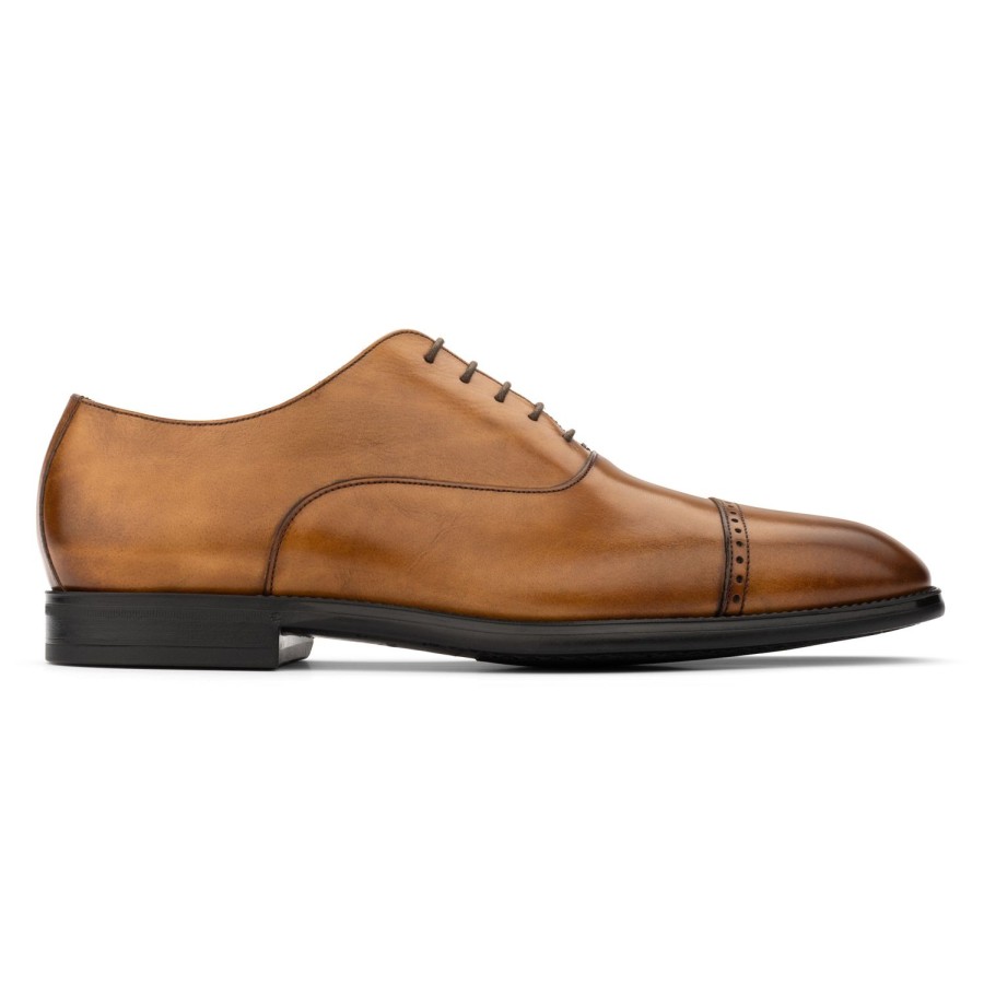 Shoes To Boot New York | Alessio Cap Toe Oxford Burnished Tan