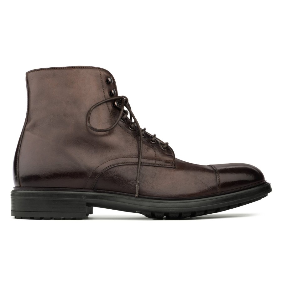 Shoes To Boot New York | Burkett Cap Toe Boot Dark Brown