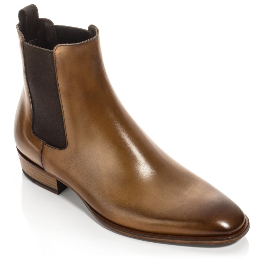 Shoes To Boot New York | Myles Calf Chelsea Boot Tan Burnish