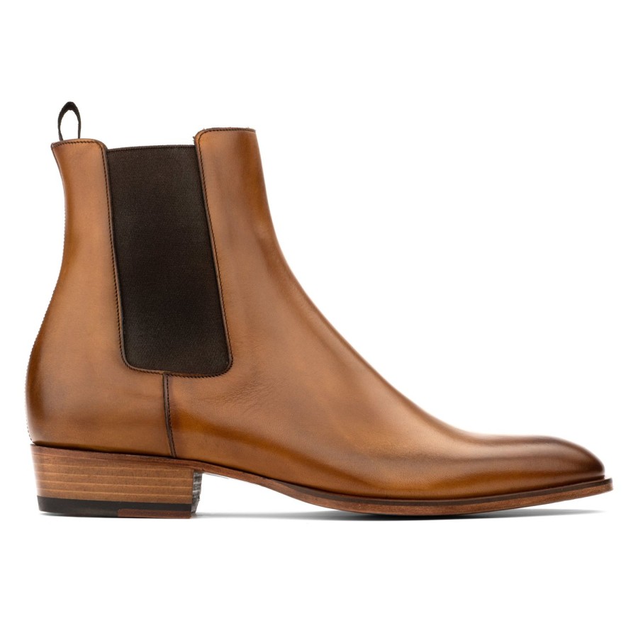 Shoes To Boot New York | Myles Calf Chelsea Boot Tan Burnish