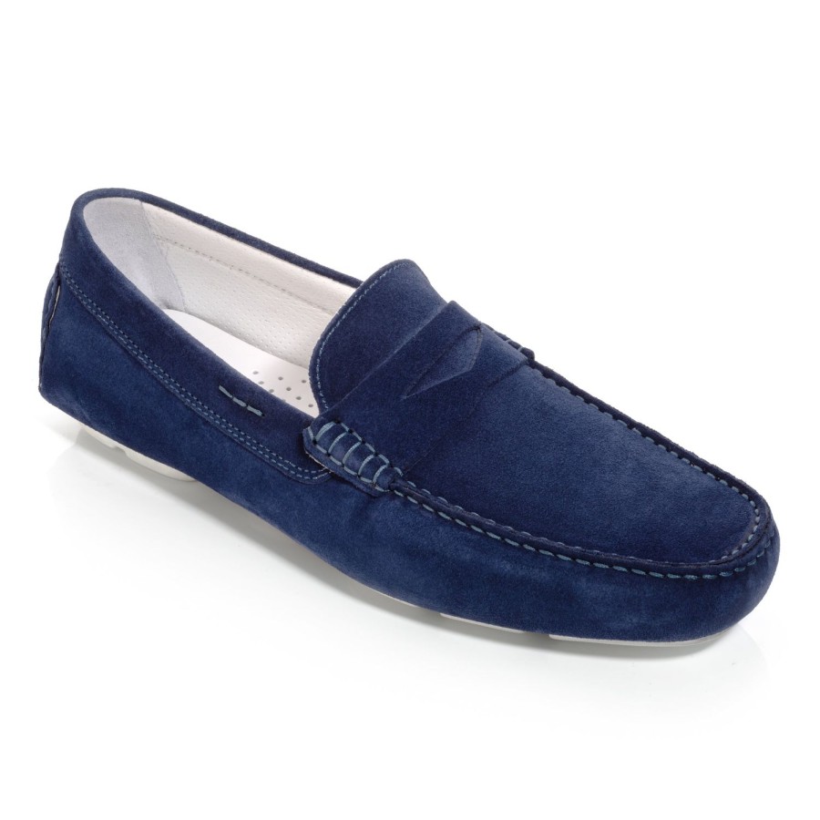 Shoes To Boot New York | Idris Driving Shoe Marine Blue Suede