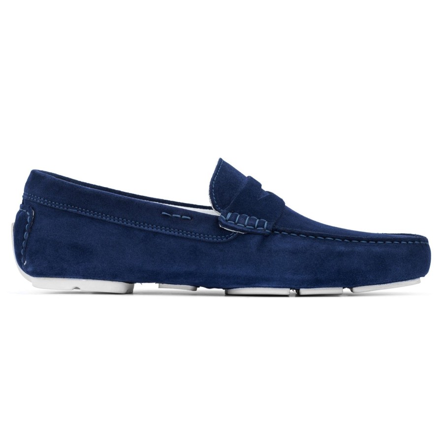 Shoes To Boot New York | Idris Driving Shoe Marine Blue Suede