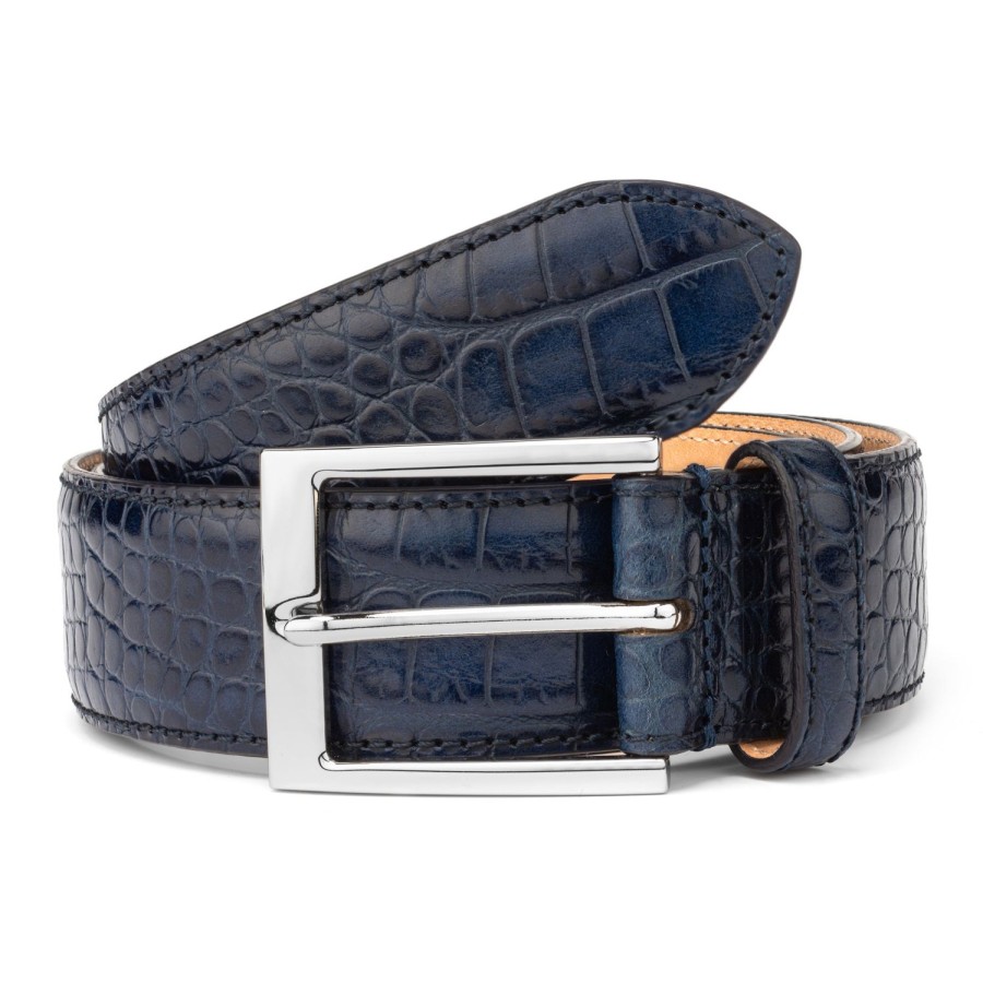 Accessories To Boot New York | Belt Blue Croc Effect