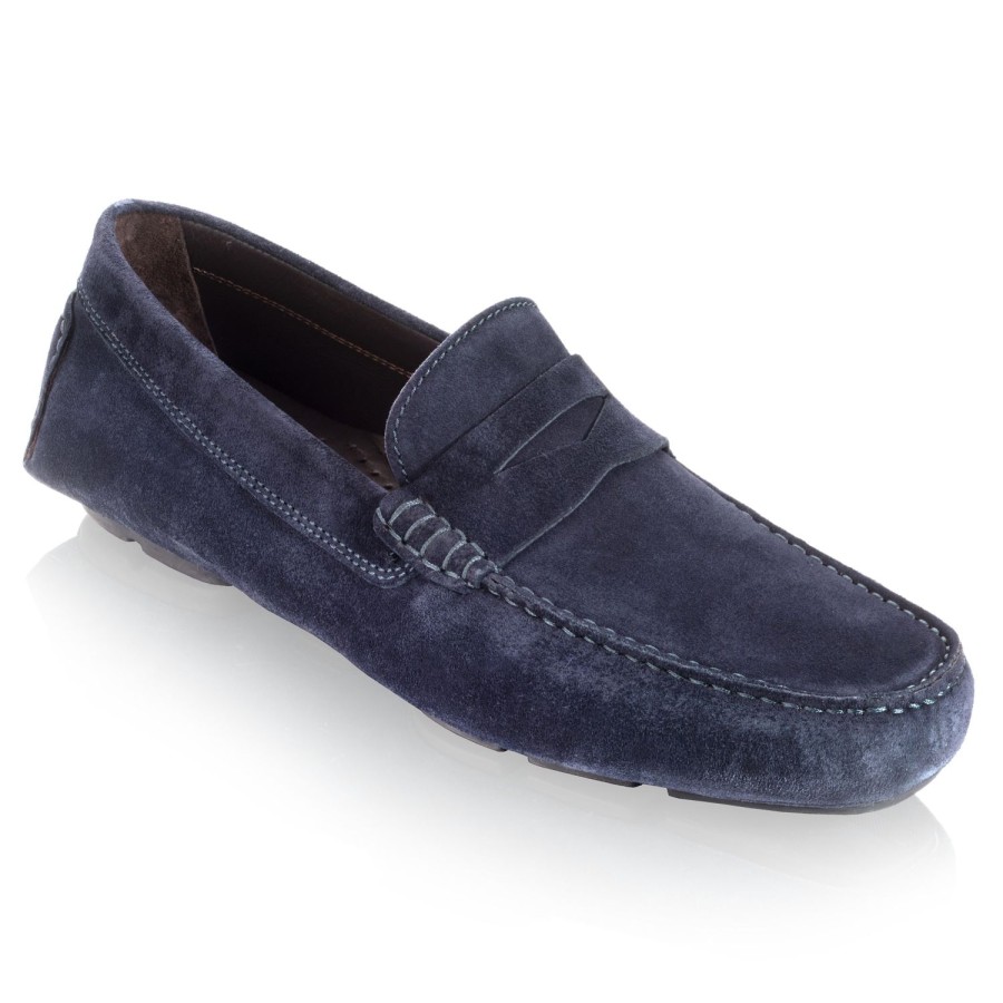 Shoes To Boot New York | Mitchum Suede Driving Shoe Navy Blue