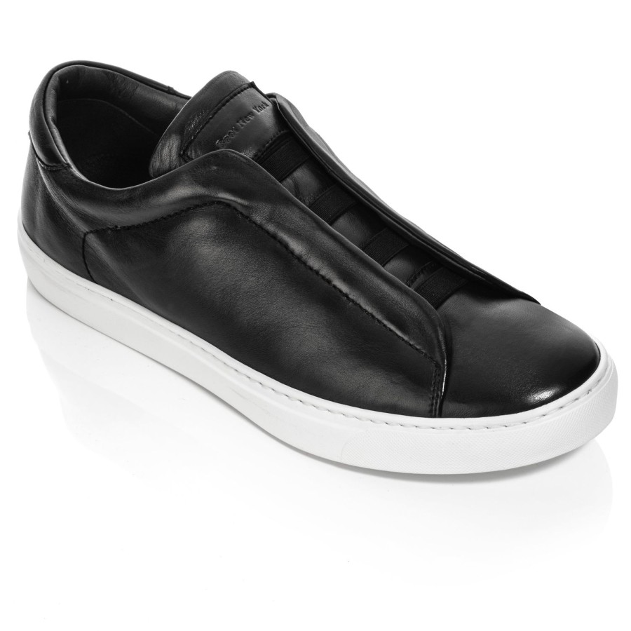 Shoes To Boot New York | Bolla Elastic Slip On Sneaker Black Soft Calf