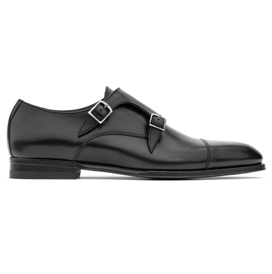 Shoes To Boot New York | Addison Double Buckle Monkstrap Black Calf